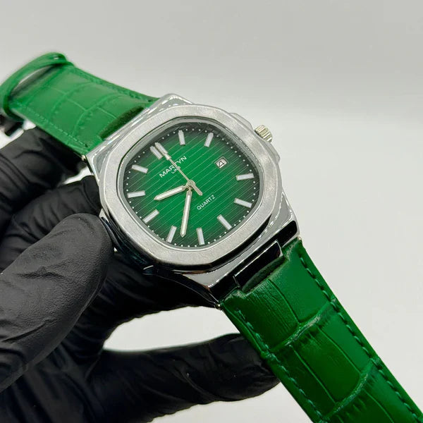 MARTIN green dial with green leather strap watch
