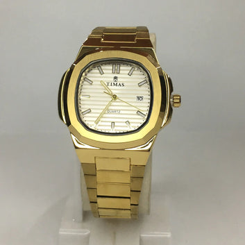 T.M Elegant Stainless Steel Watch Black golden And Silver | Premium Quartz Timepiece⌚