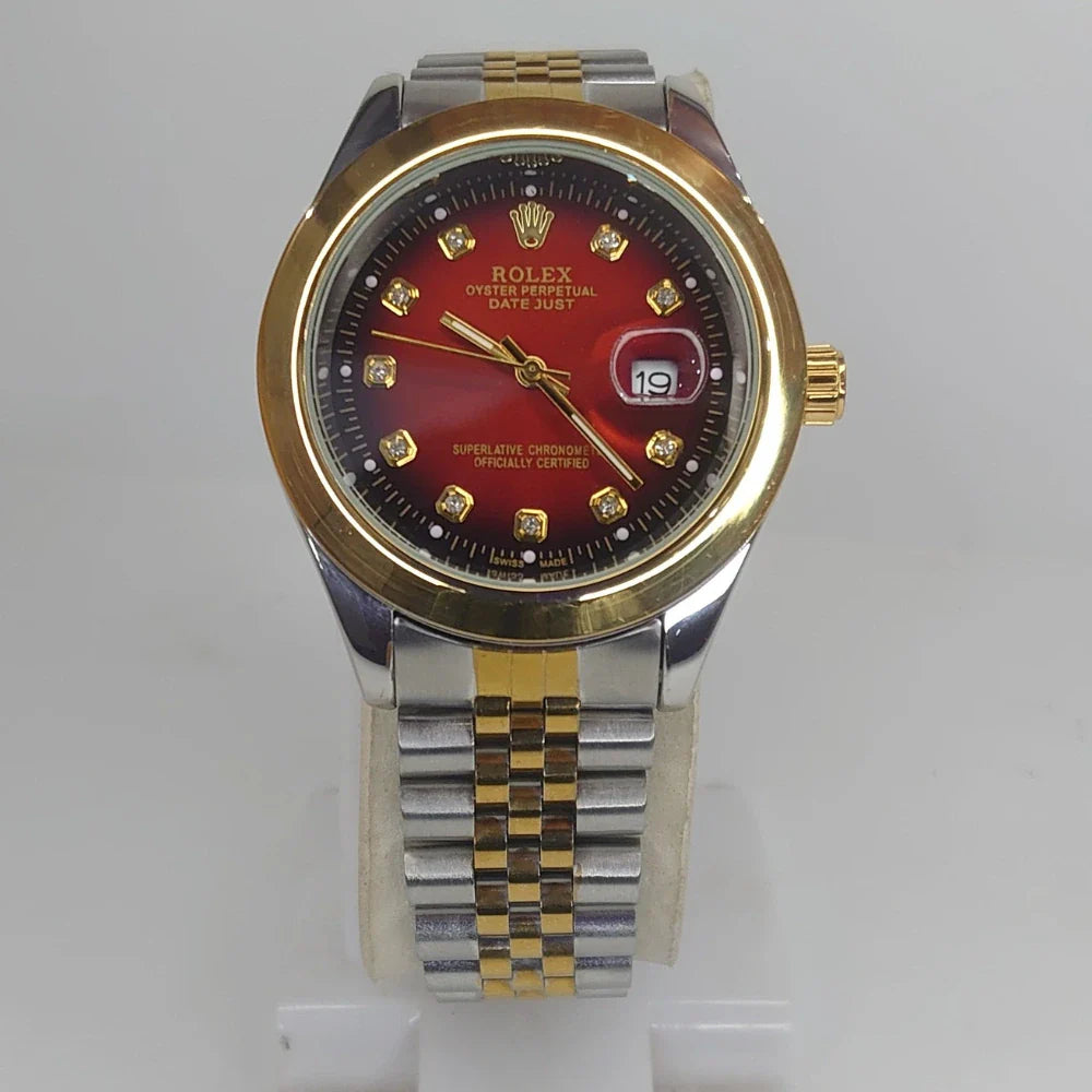 Rolex Datejust Watch | Premium Two Tone Red Dial Luxury Timepieces