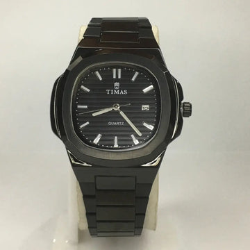 T.M Elegant Stainless Steel Watch Black golden And Silver | Premium Quartz Timepiece⌚