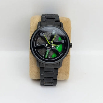 Rotating Wheel Rim Dial Watch for Car Lover's