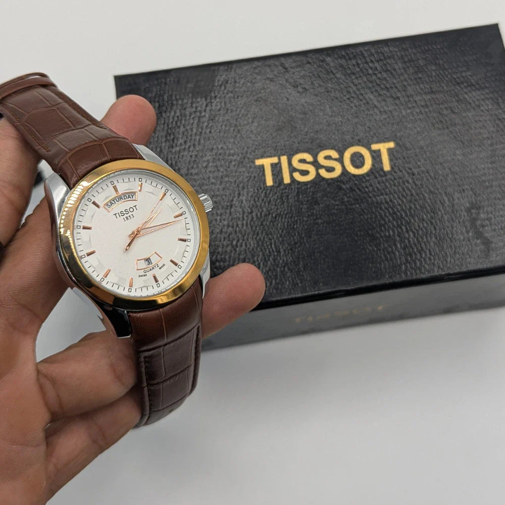 Tissot 3in1 Day. Time. And Date Master Quality With Leather straps