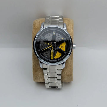 Rotating Wheel Rim Dial Watch for Car Lover's
