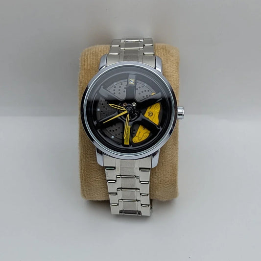 Rotating Wheel Rim Dial Watch for Car Lover's